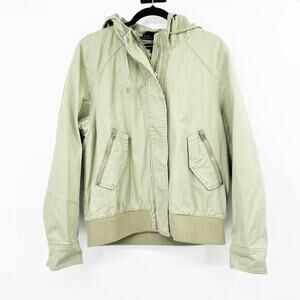 French Connection Green Zip Up Hooded Bomber Jacket